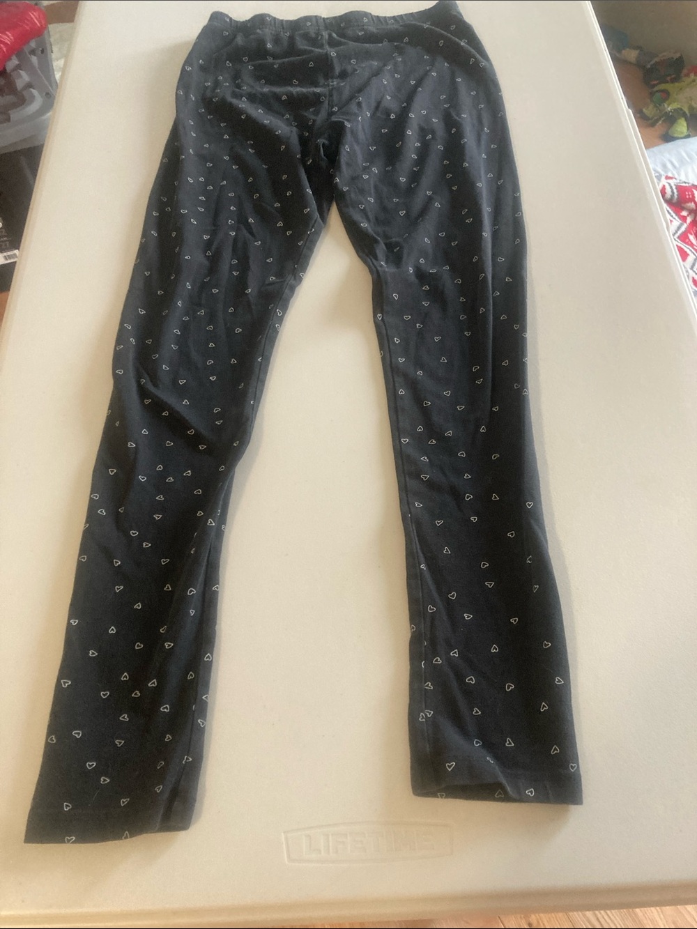 George Black Leggings with Small White Heart Print